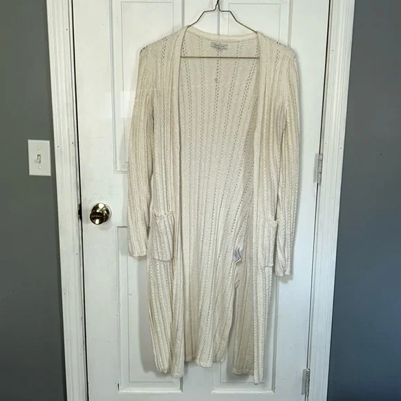 American Eagle Extra Long Knit Cardigan Cream - Picture 1 of 6